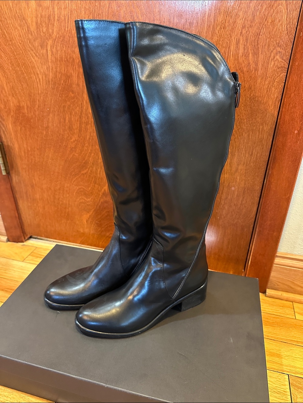 Emanuele Crasto Black Knee-High Leather Riding Boots